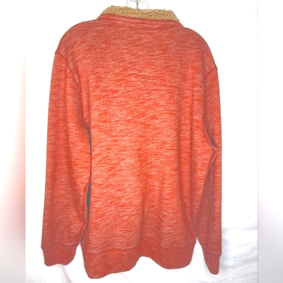 GH Bass Pullover Shirt XL Sherpa Collar Front Pocket Excellent Dark Orange 🧡 - Picture 2 of 4